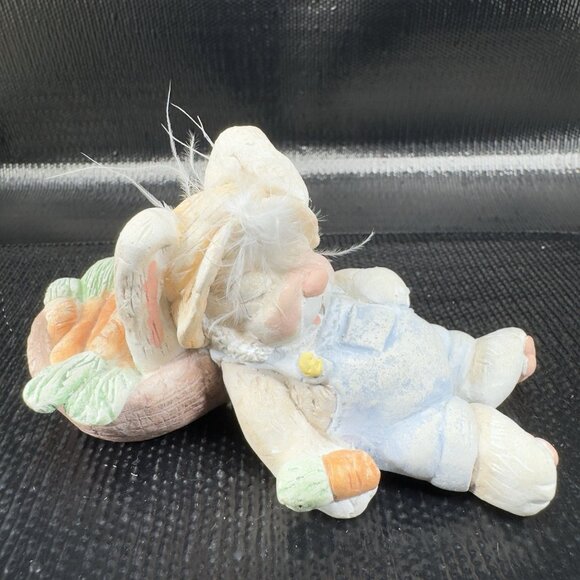 Vintage 1991 Cast Art Bunny Figurine Hand Cracked In Mexico Figure Signed - Picture 1 of 11
